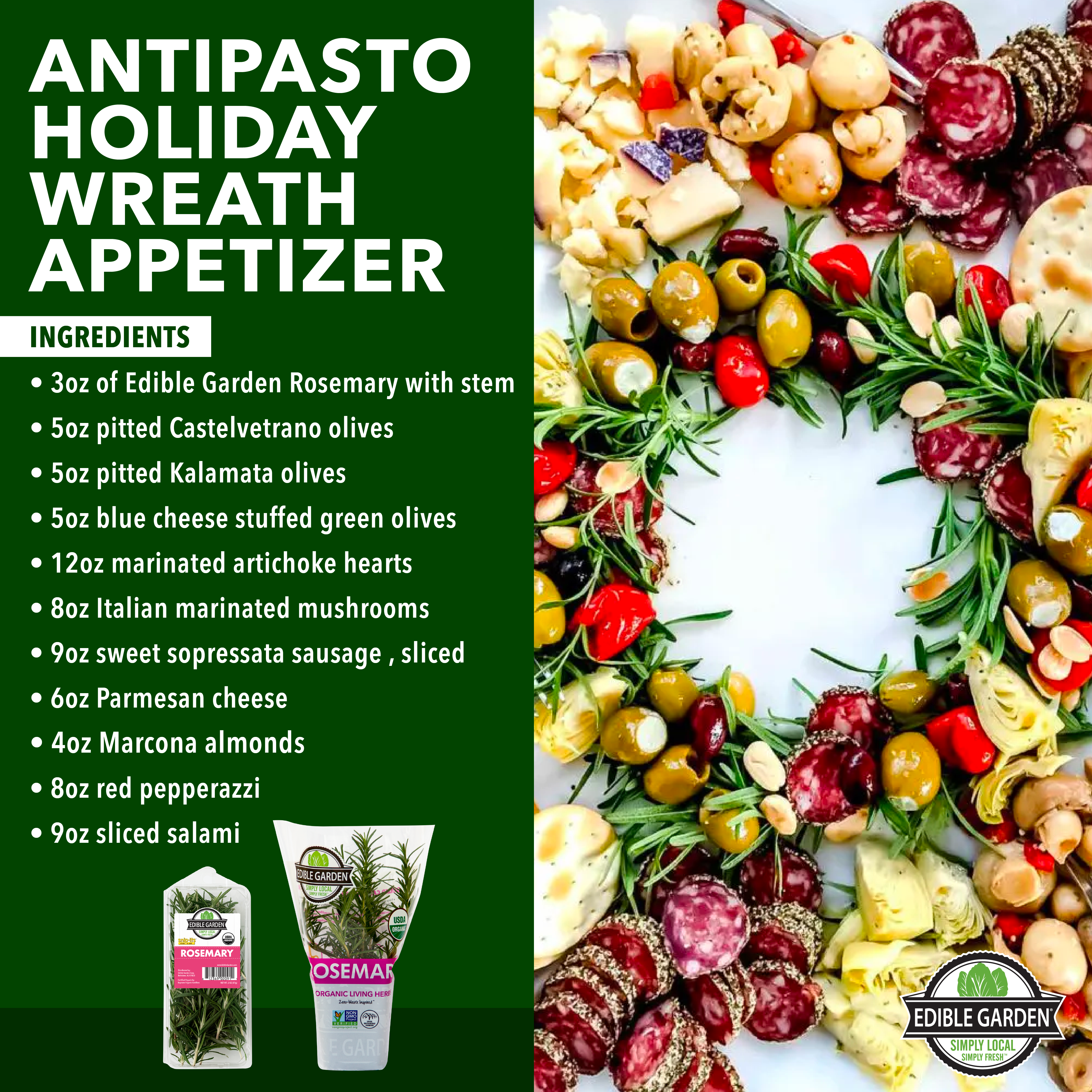 Antipasto Holiday Wreath Appetizer